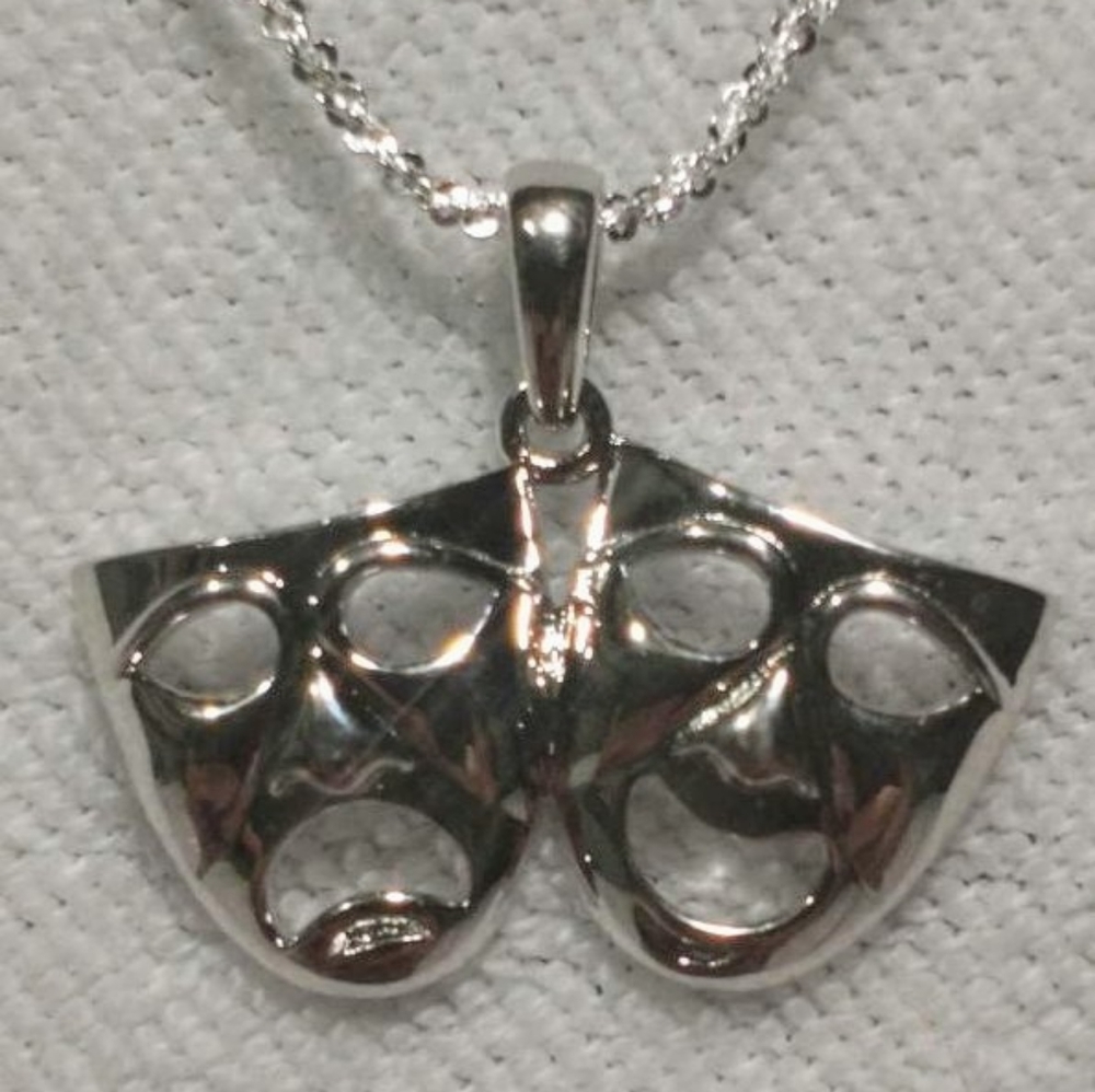 925 Silver laugh now cry later pendant and necklac